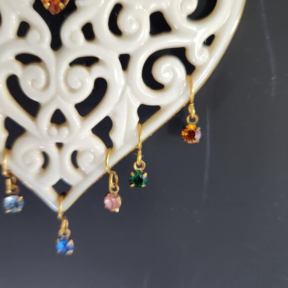 Lenox Mothers Heart Pierced Jeweled Christmas Ornament Hanging Crystals VTG Box - Picture 4 of 7